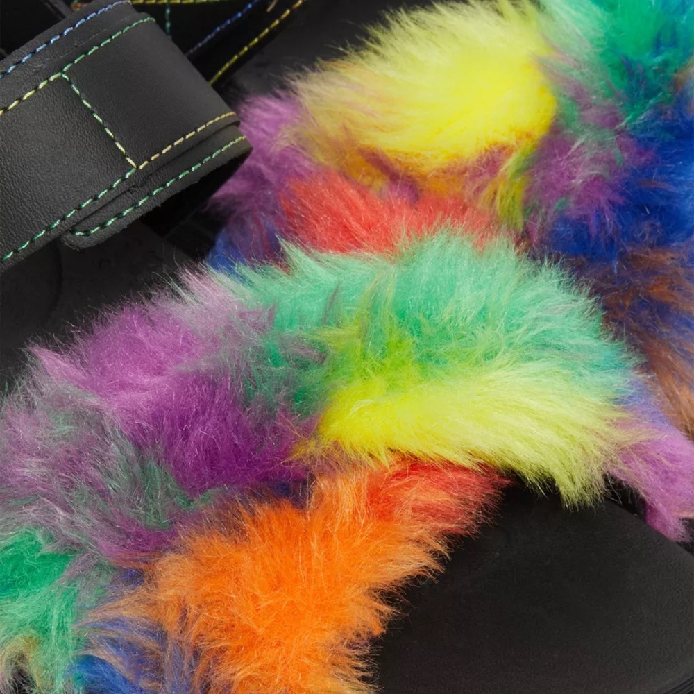 Dr. Martens VOSS II FLUFFY FAUX FUR STRAP SANDALS NWT - Picture 6 of 16